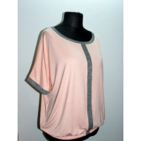 Bluzka Kama z błyszczącymi srebrnymi wstawkami - łososiowa